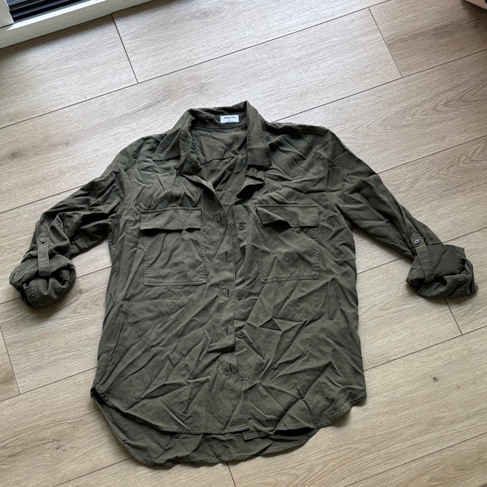 Babaton Olive Green Button-Up Shirt